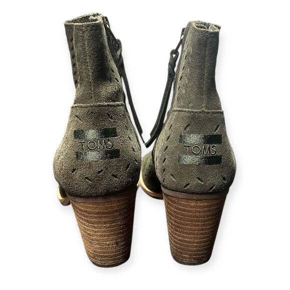 TOMS Women’s Forest Suede Perforated Peep Toe Majorca Ankle Booties Size 8 - Picture 3 of 9